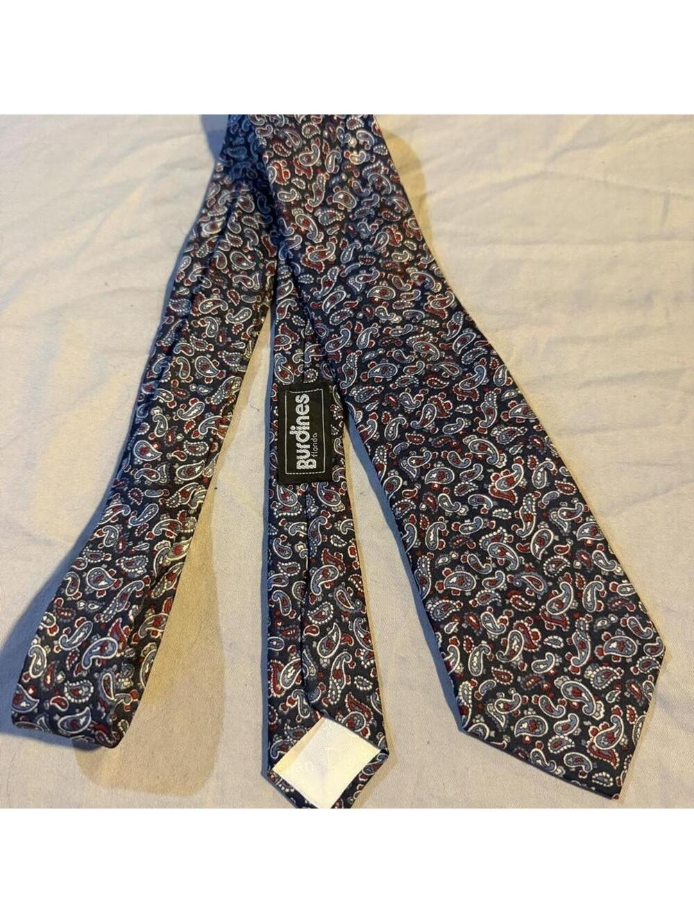 Christian Dior Paisley Pattern Tie Blue Red White